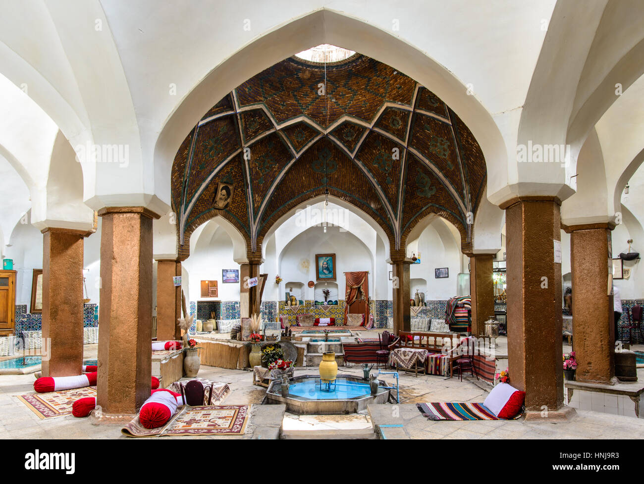 KASHAN, IRAN - APRIL 30, 2015: traditional Tea House "Khan", ancient Hamam in the old Bazar of Kashan Stock Photo