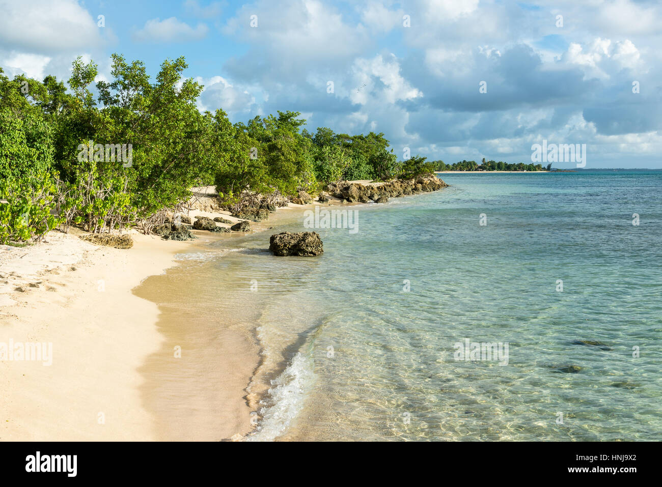 Beach 'La Plage du Souffleur' in Port Louis, Guadeloupe Stock Photo