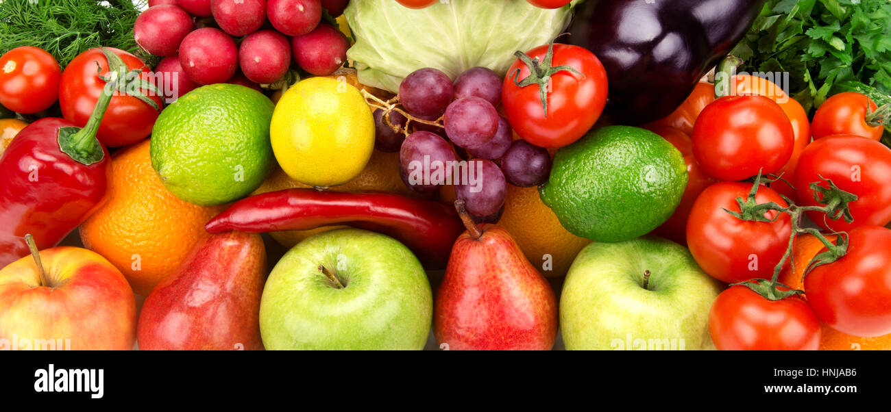 bright background of ripe fruit and vegetables Stock Photo - Alamy