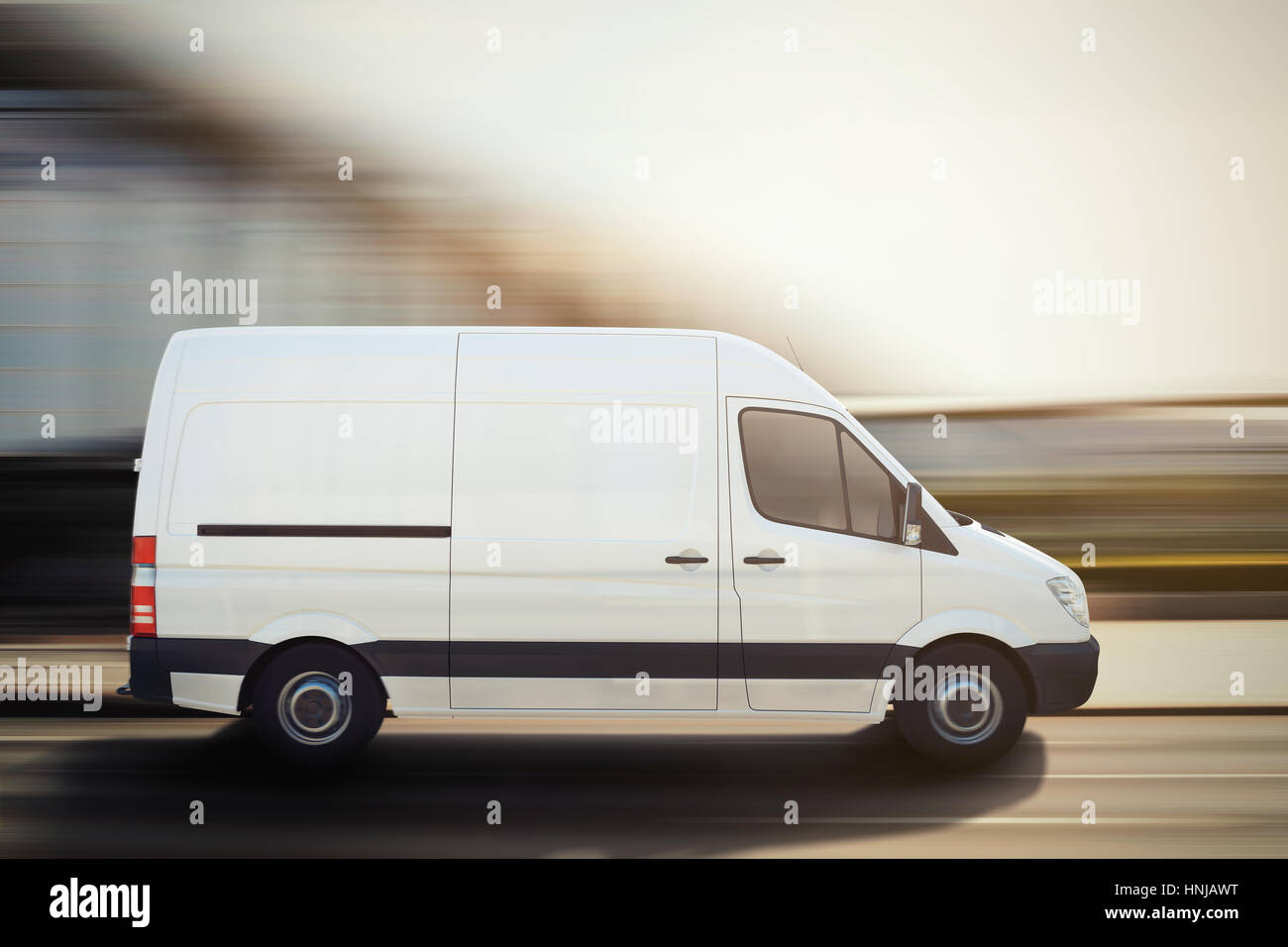 Truck on a city road . 3D Rendering Stock Photo - Alamy