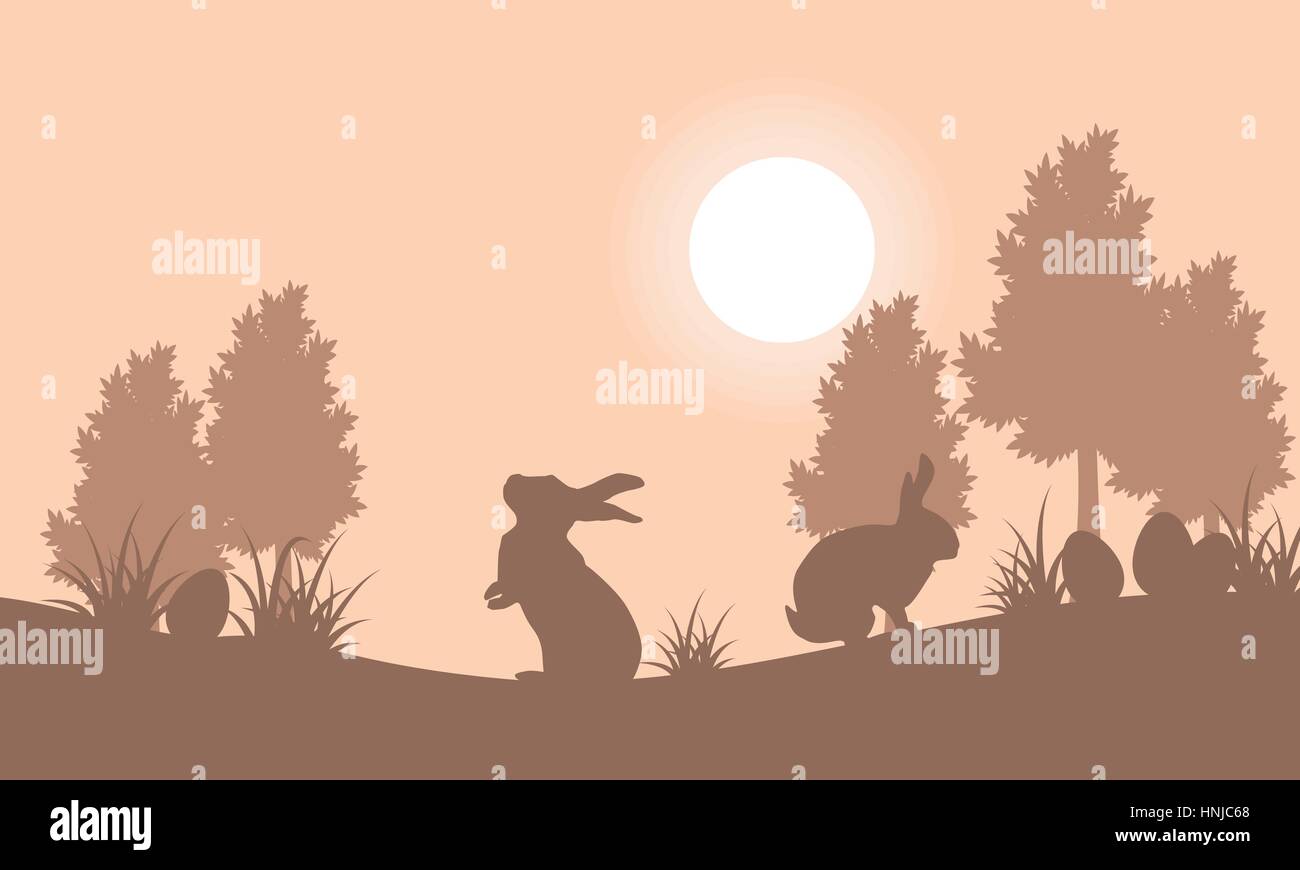 Collection of bunny and egg landscape vector art Stock Vector Image ...