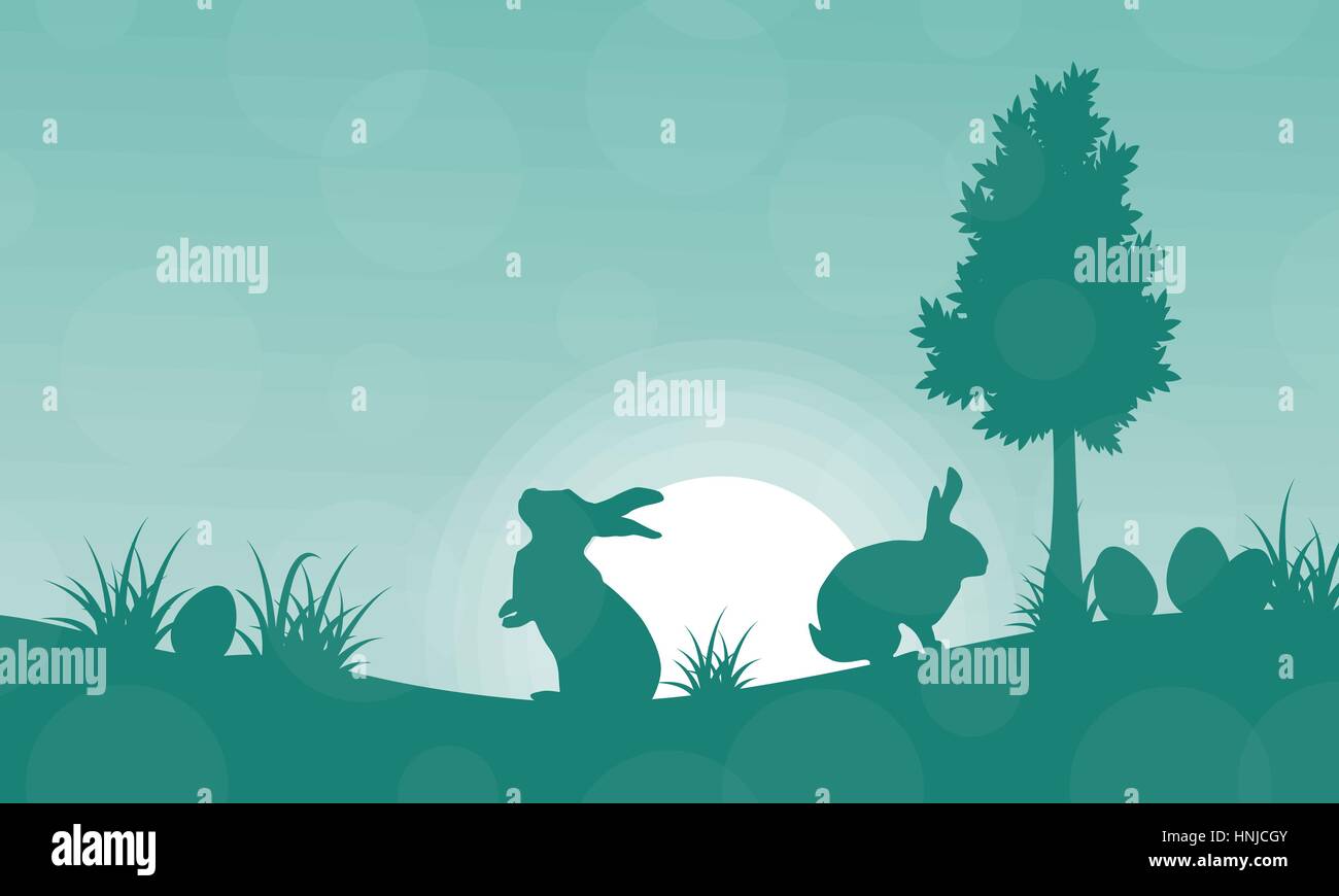 Silhouette of easter bunny on green backgrounds vector art Stock Vector ...