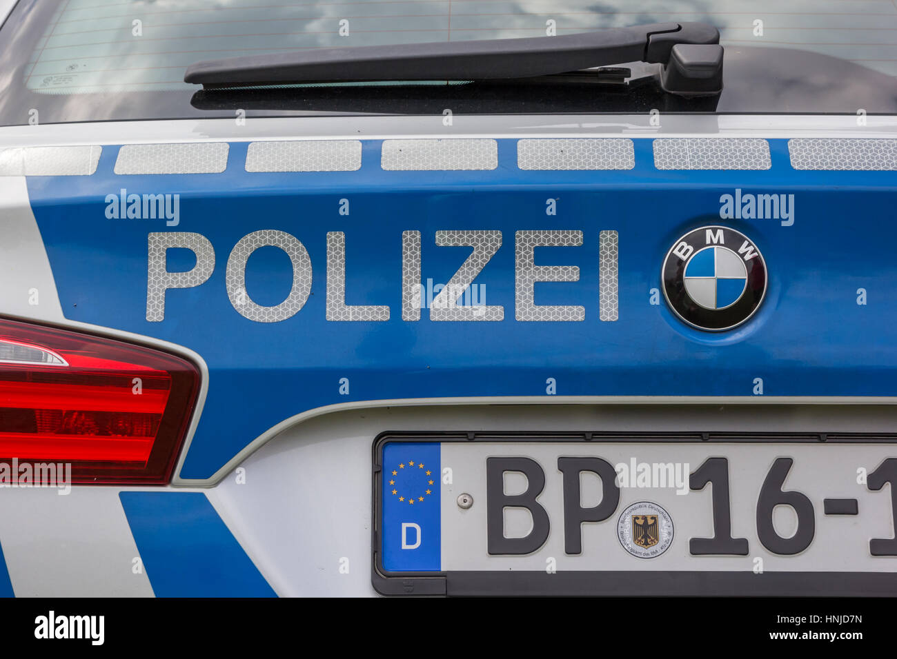 Polizei Is The German Word For Police Here Written On The Back Of