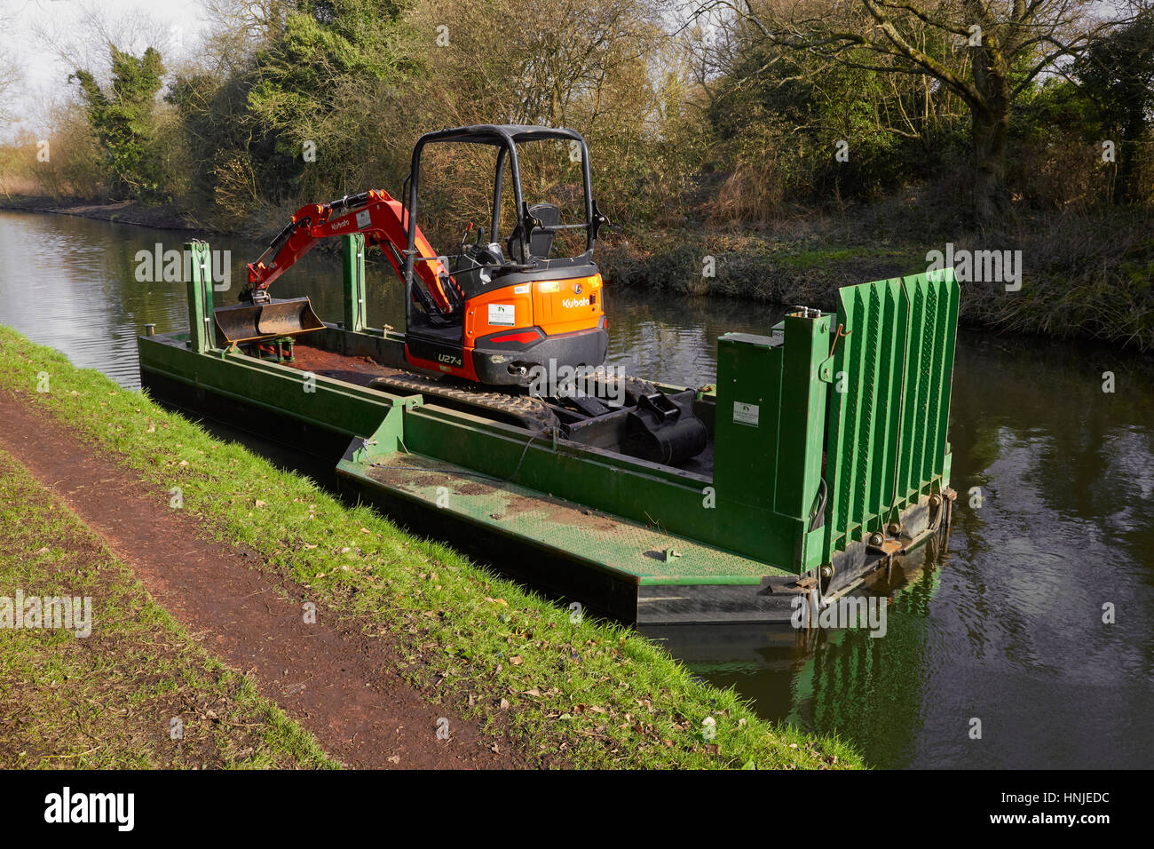 Canal and River Trust Dredging Machine Staffordshire and Worcestershire Canal UK Stock Photo
