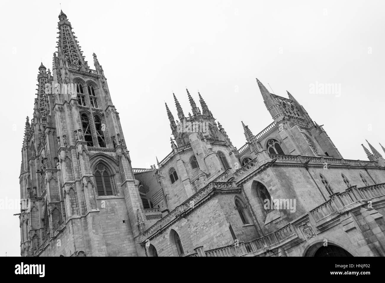 Burgos Cathedral was built in 1221 and declared was declared a World Heritage Site by UNESCO in 1984 Stock Photo