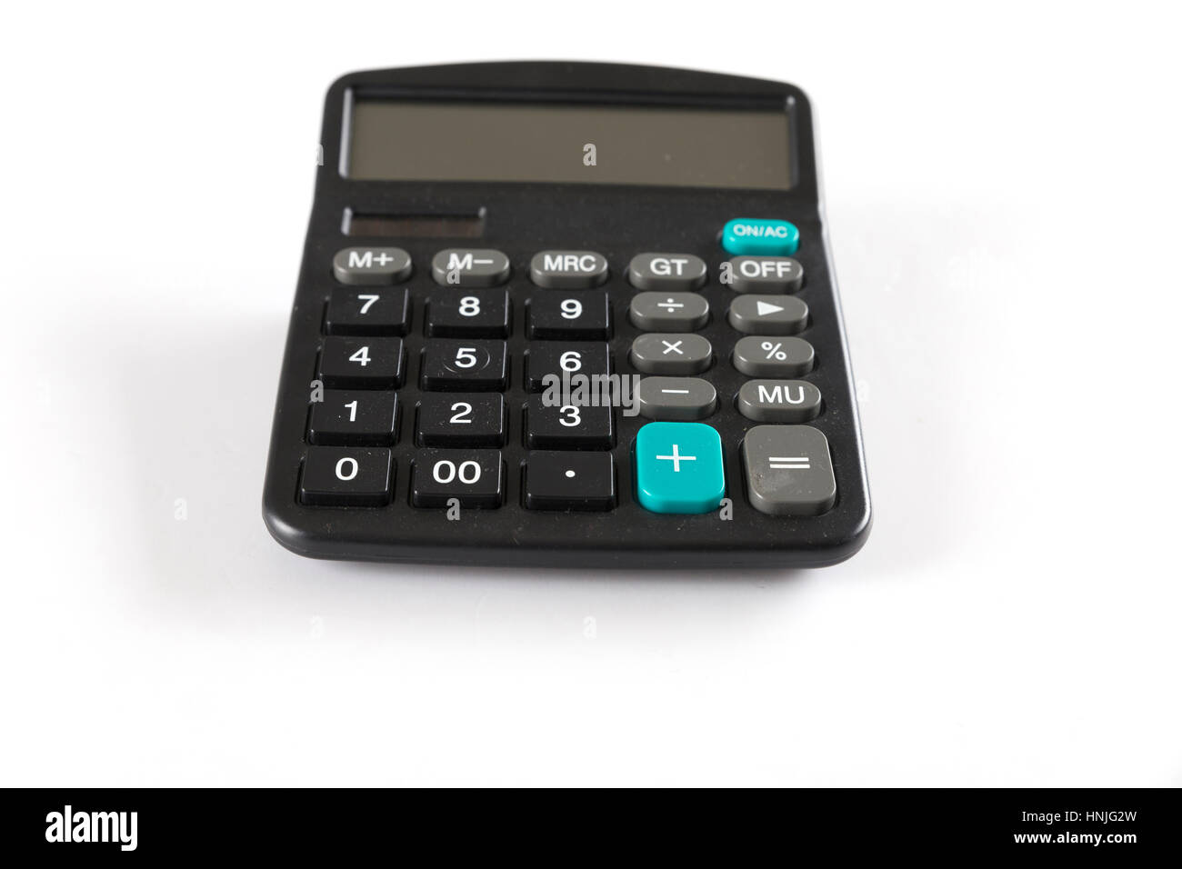 Basic Math Black Calculator black calculator on white background Stock Photo - Alamy