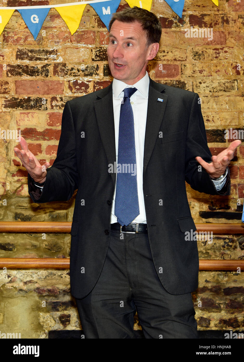 Tory MP Jeremy Hunt speaking at launch of a transport service for a company which offers vehicular services, Driving Miss Daisy. Stock Photo