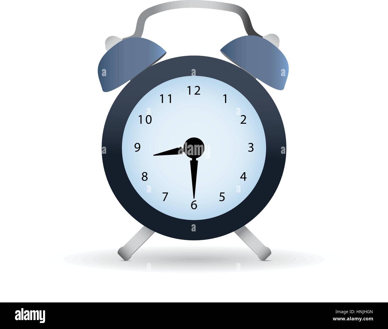Classic dark alarm clock over white background with shaddow Stock