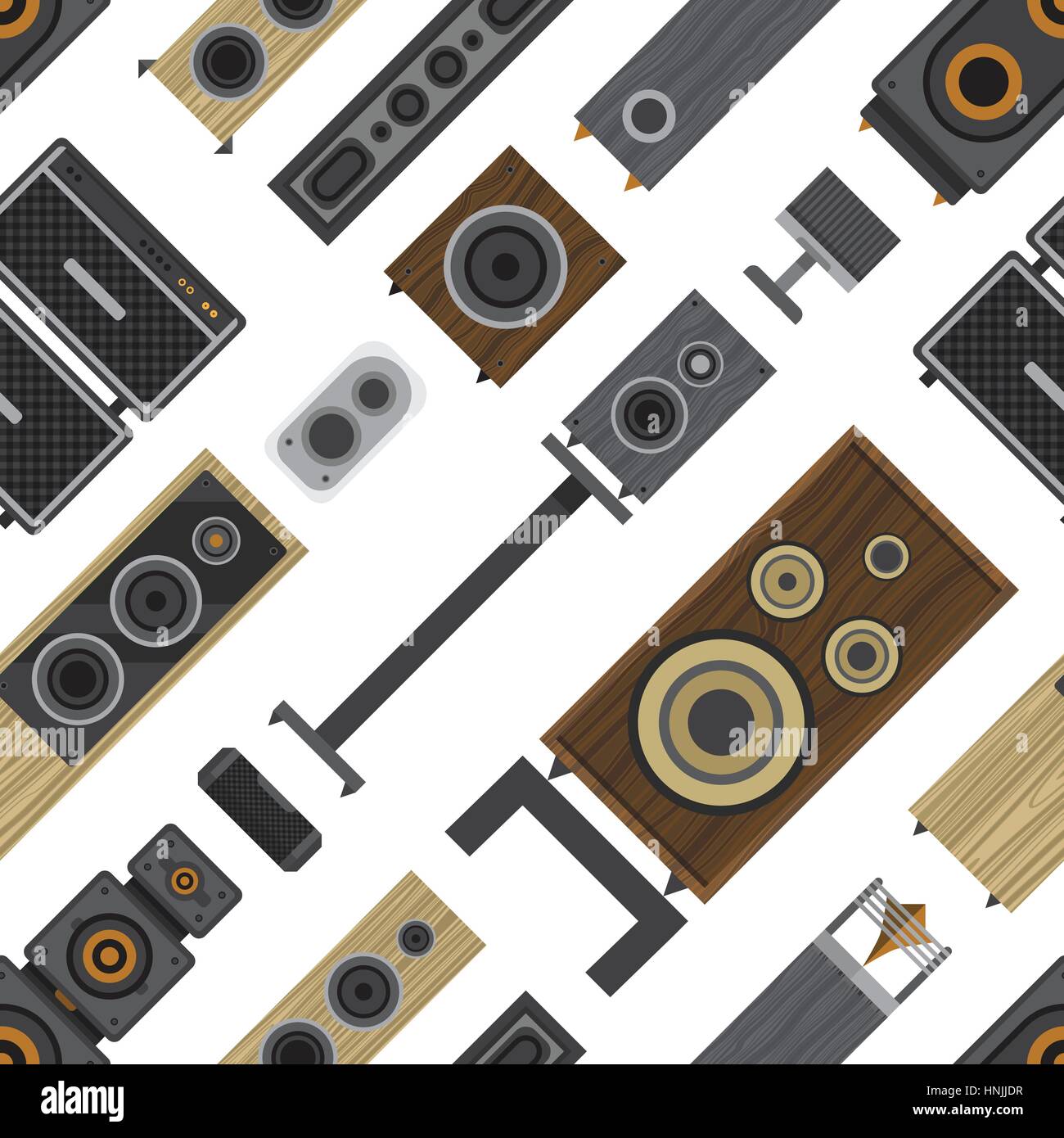 Seamless pattern of different stereo acoustic systems. Speaker systems