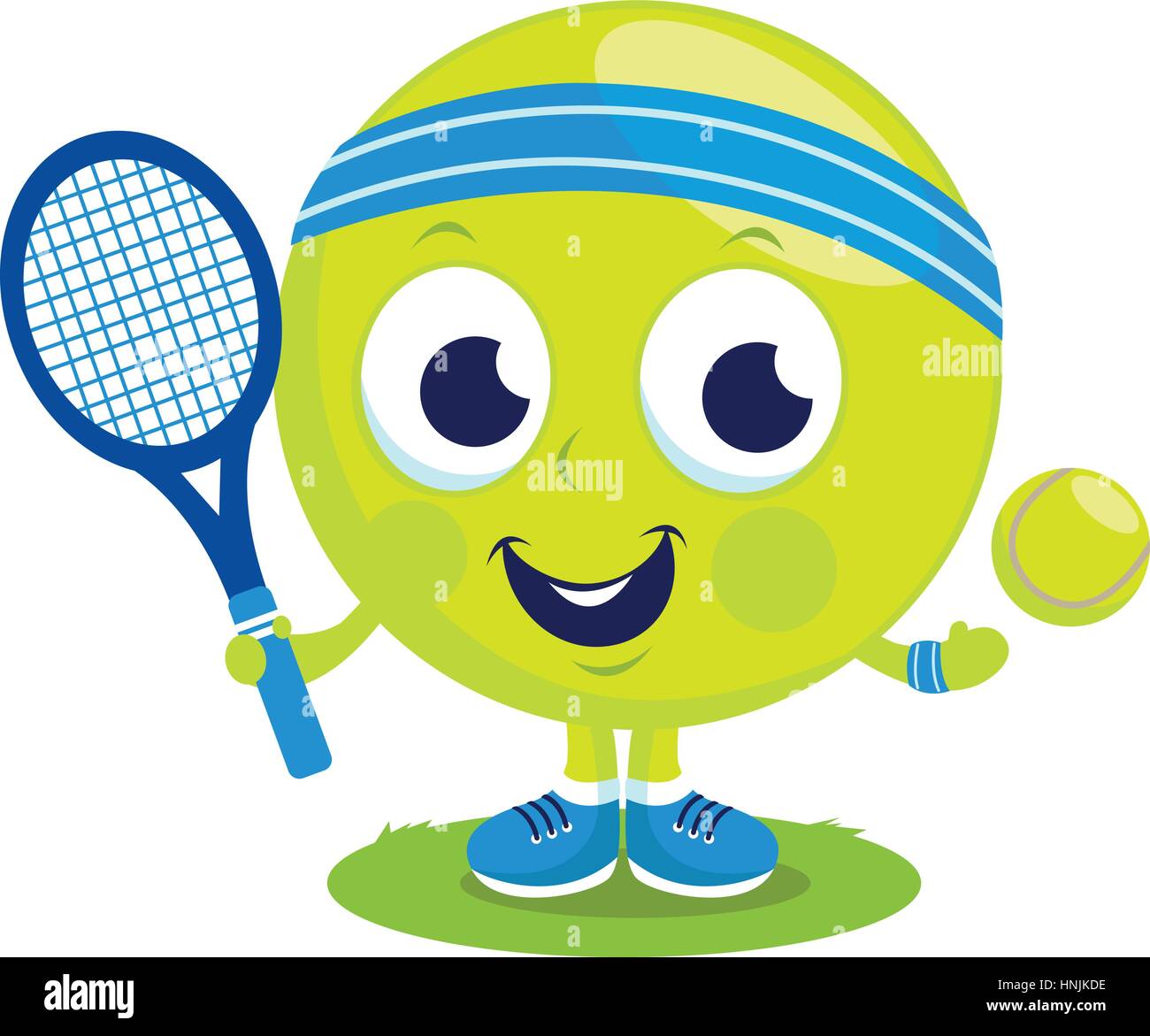 Vector cartoon tennis ball character playing tennis with racket and tennis  ball Stock Vector Image & Art - Alamy