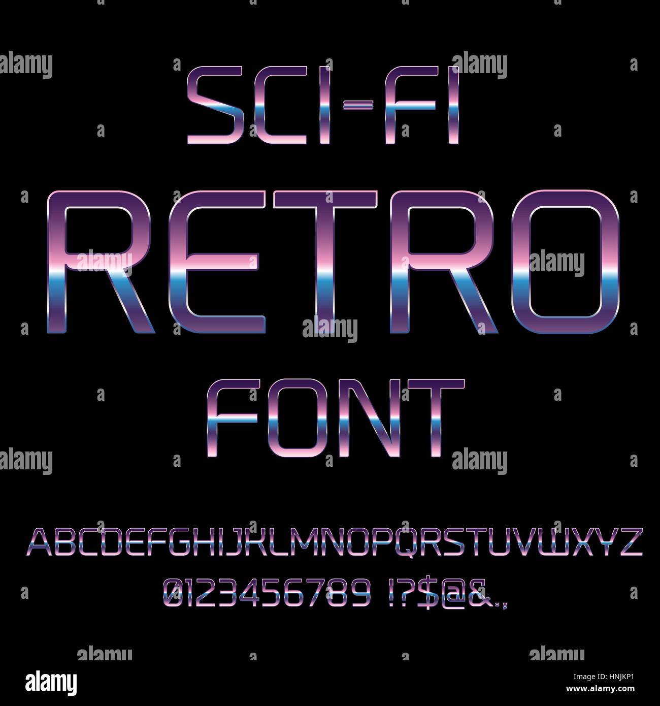 Sci-Fi retro font Stock Vector
