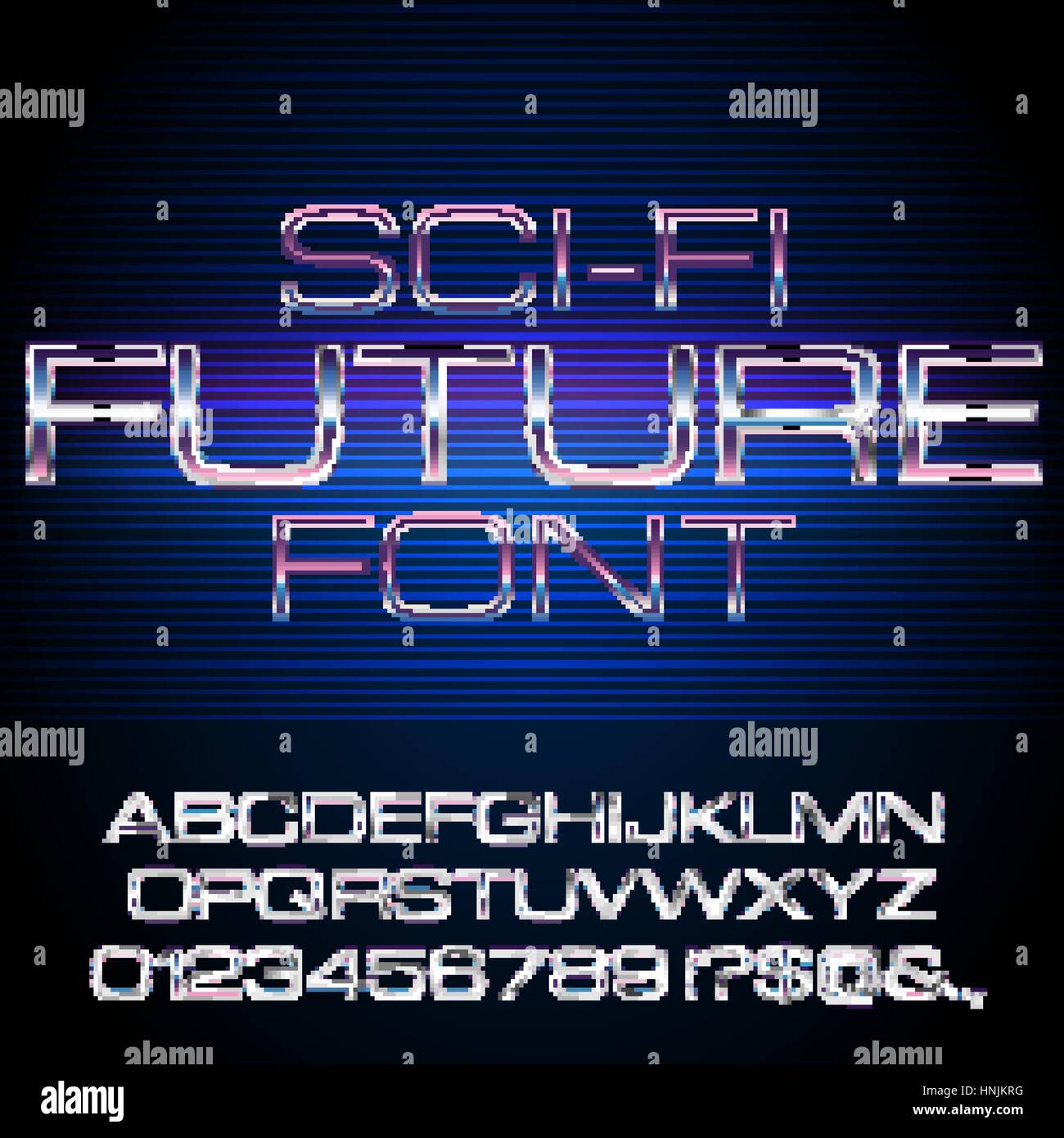 Sci-Fi retro font Stock Vector