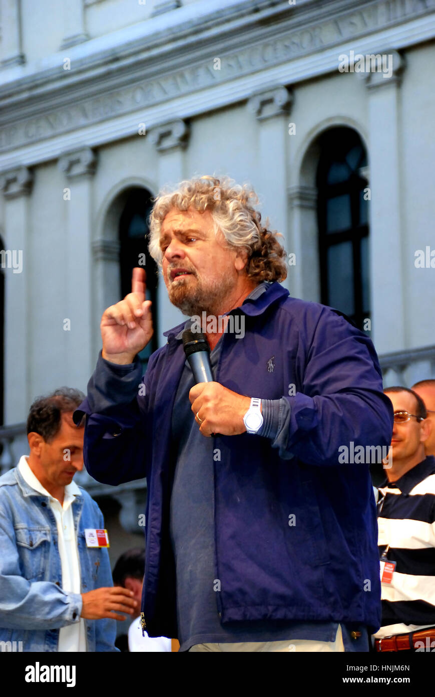 The showman and political figure Beppe Grillo founder of Movimento Cinque Stelle Stock Photo