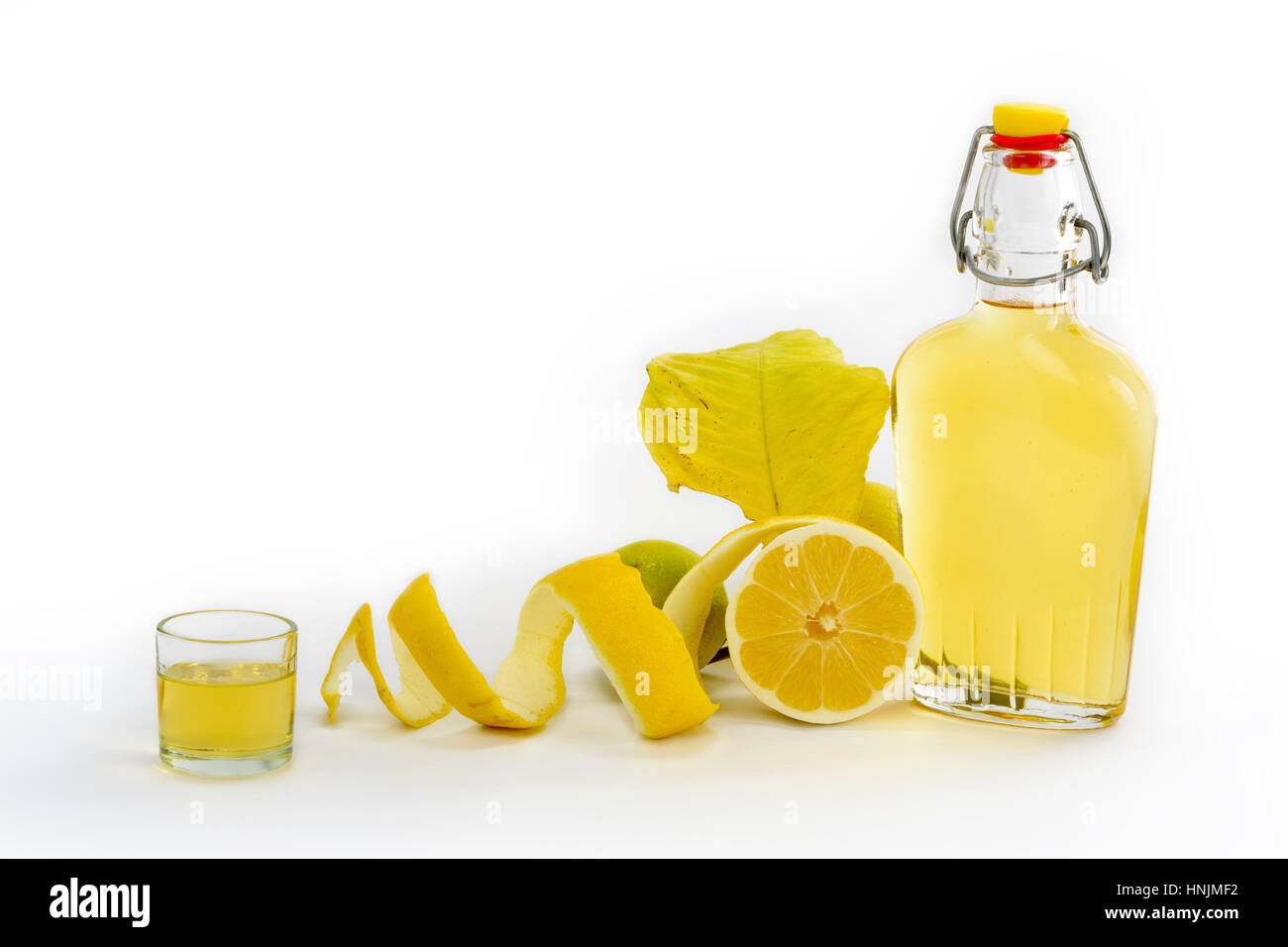 Limoncello in a carafe and two glasses … – License Images – 12574745 ❘  StockFood