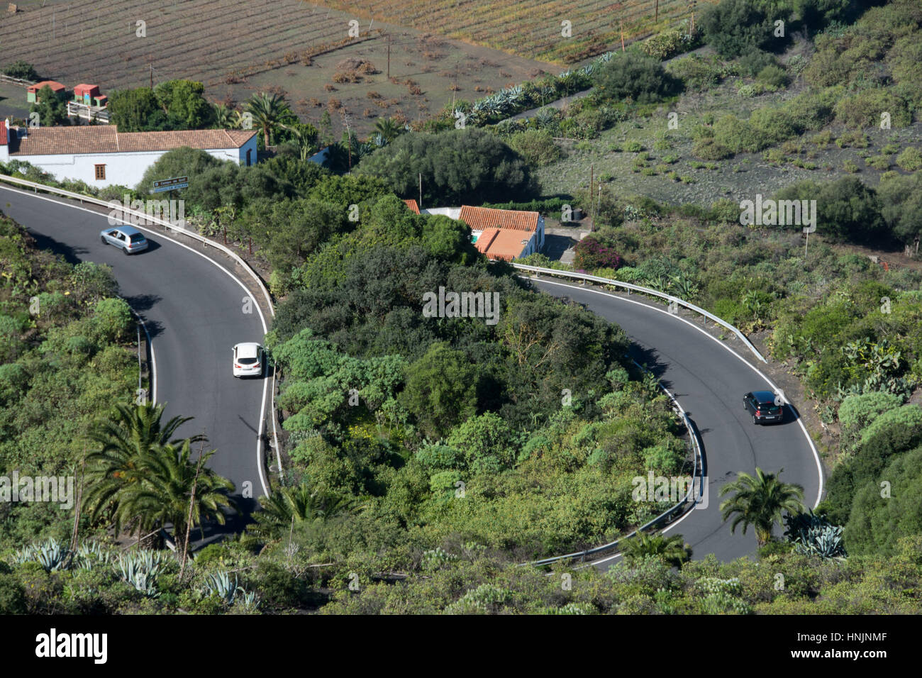 winding road in mountains of island Gran Canaria, Spain Stock Photo