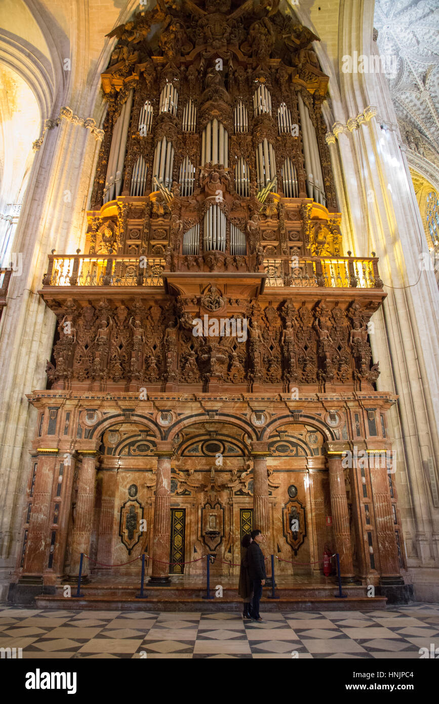 organ at giralda cathedral in sevilla spain Stock Photo