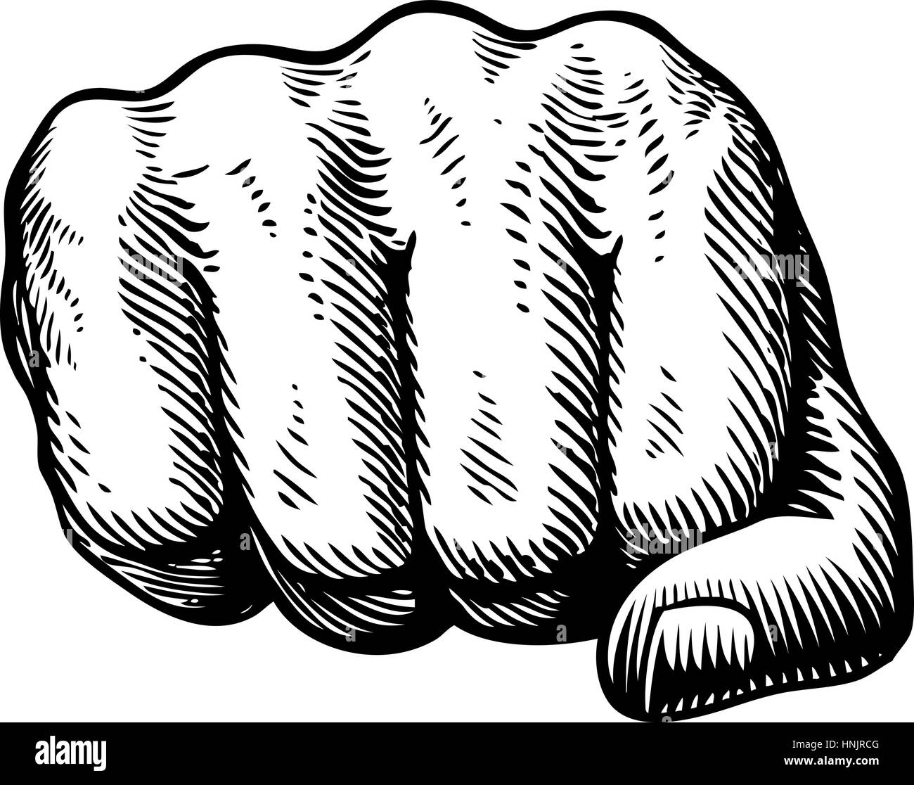 Fist, hand gesture sketch. Punch symbol. Vector illustration isolated on white background Stock Vector