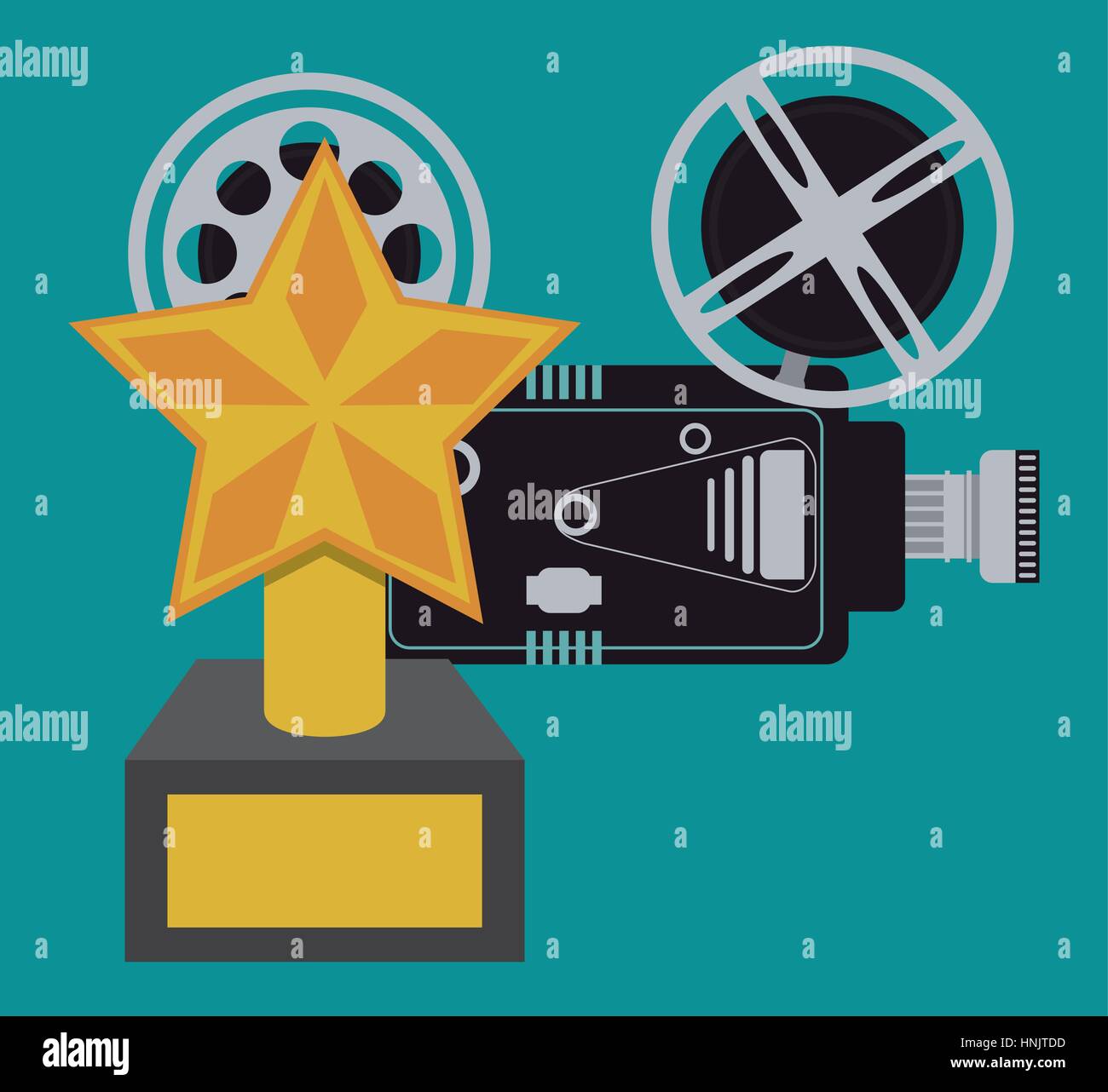 cinema camera film and award trophy vector illustration eps 10 Stock ...