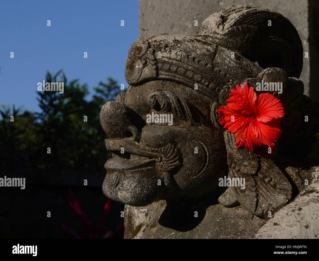 Spirit stone statue in rural Bali, Indonesia Stock Photo