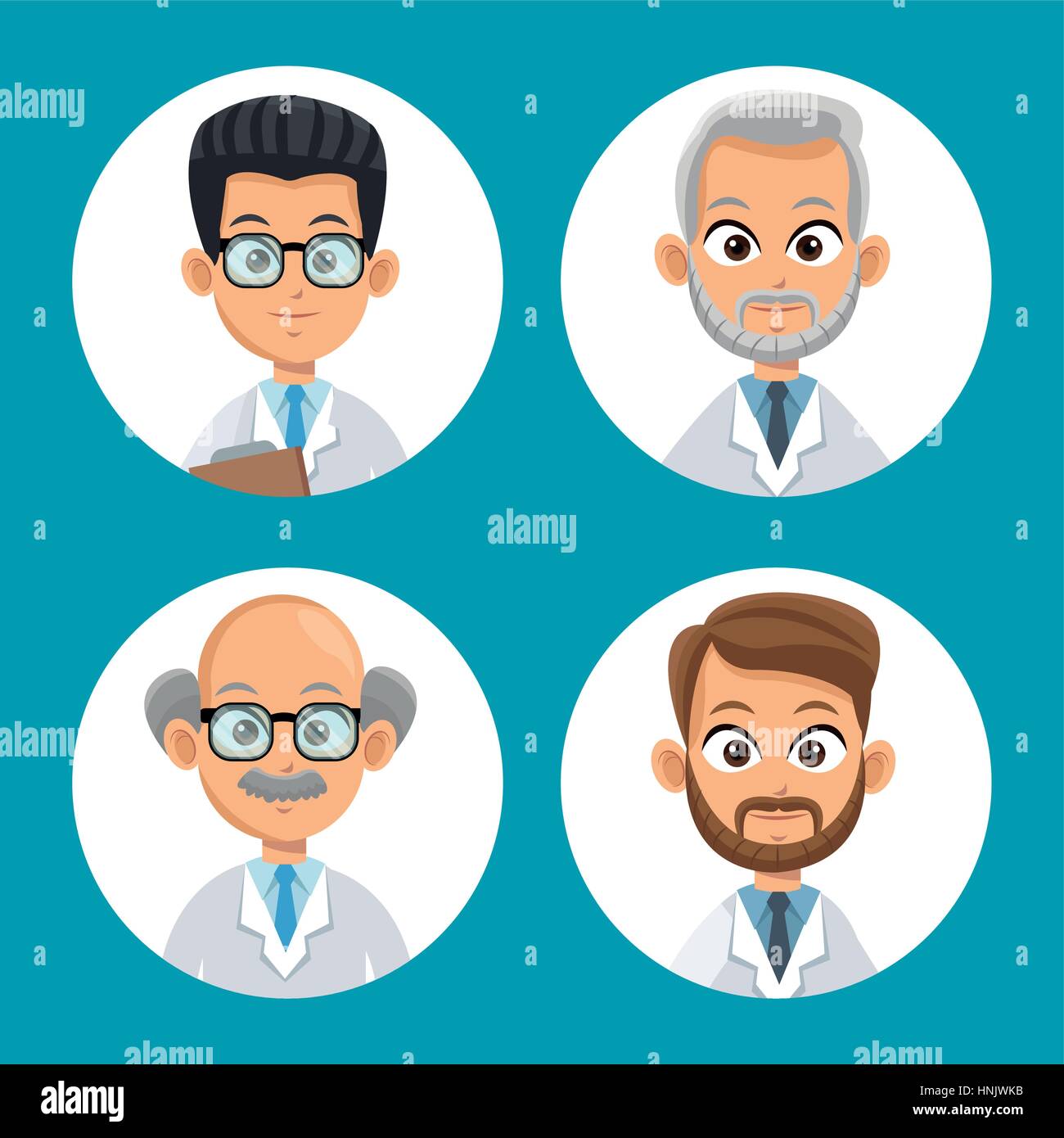 group doctor professional icons round vector illustration eps 10 Stock ...