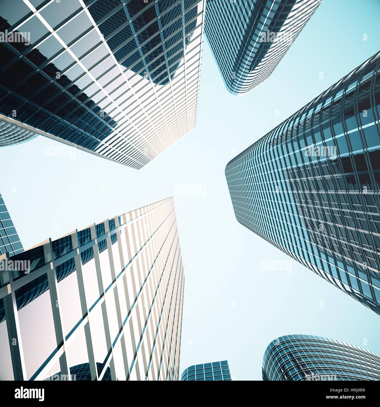 Business skyscrapers, highrise buildings, architecture view to the sky, sun. Economical concept
