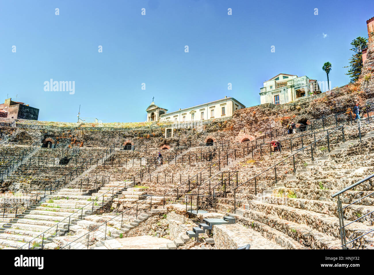 Ancient Roman theater in Catania, built from the limestone and black