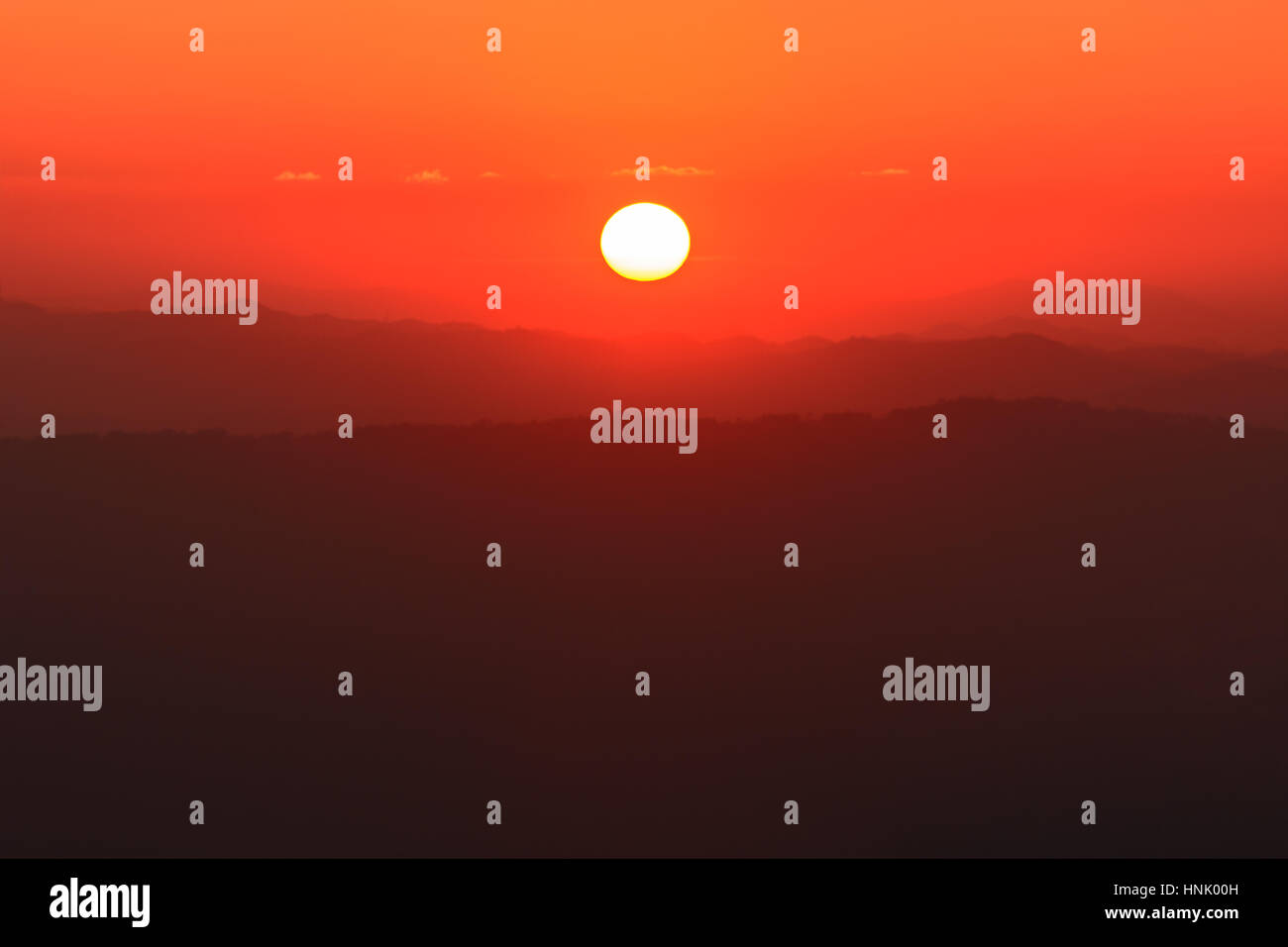 Sunset over the mountains a beautiful time Stock Photo - Alamy
