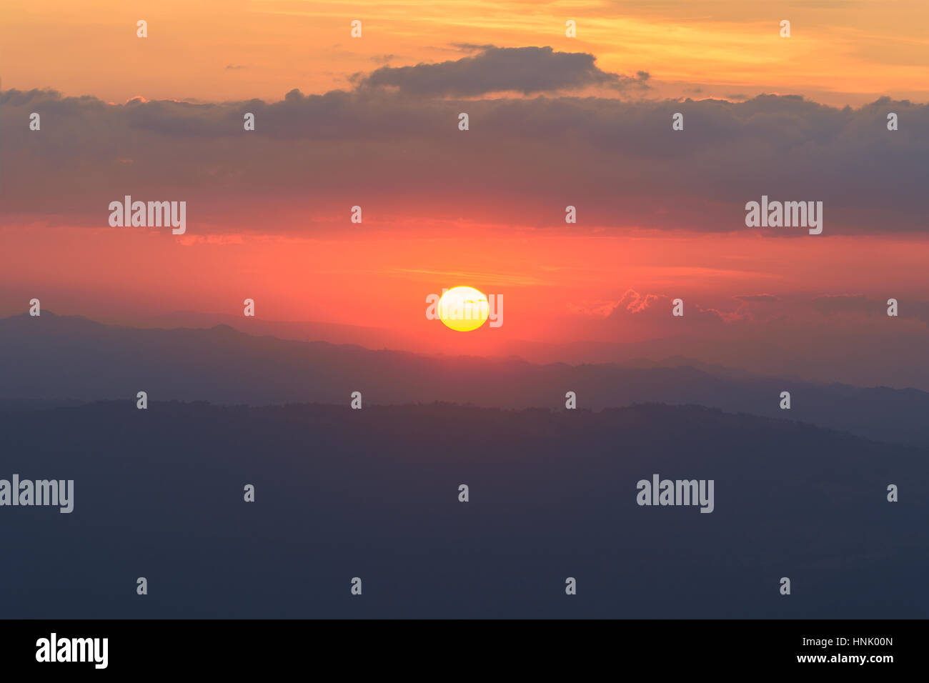 Sunset over the mountains a beautiful time Stock Photo - Alamy