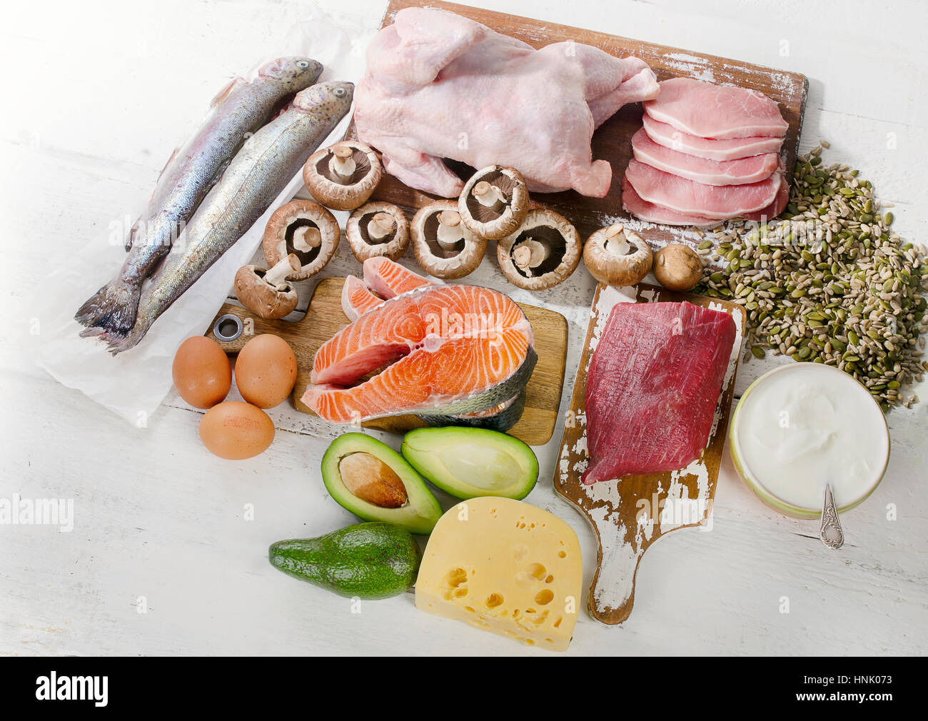 Foods Highest in Vitamin B5. Healthy food concept. Top view Stock Photo ...