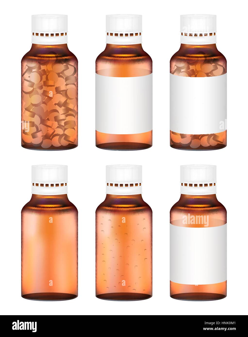 real amber glass medicine pills bottle Stock Vector
