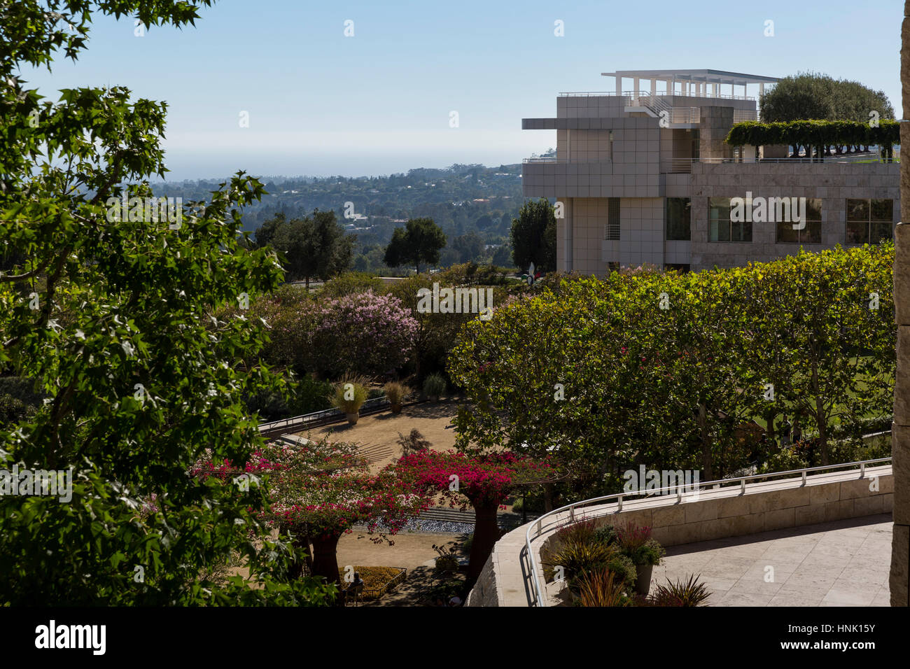 View overlooking Los Angeles. The Getty Center. Aug, 2016. Los Angeles, California, U.S.A. Stock Photo