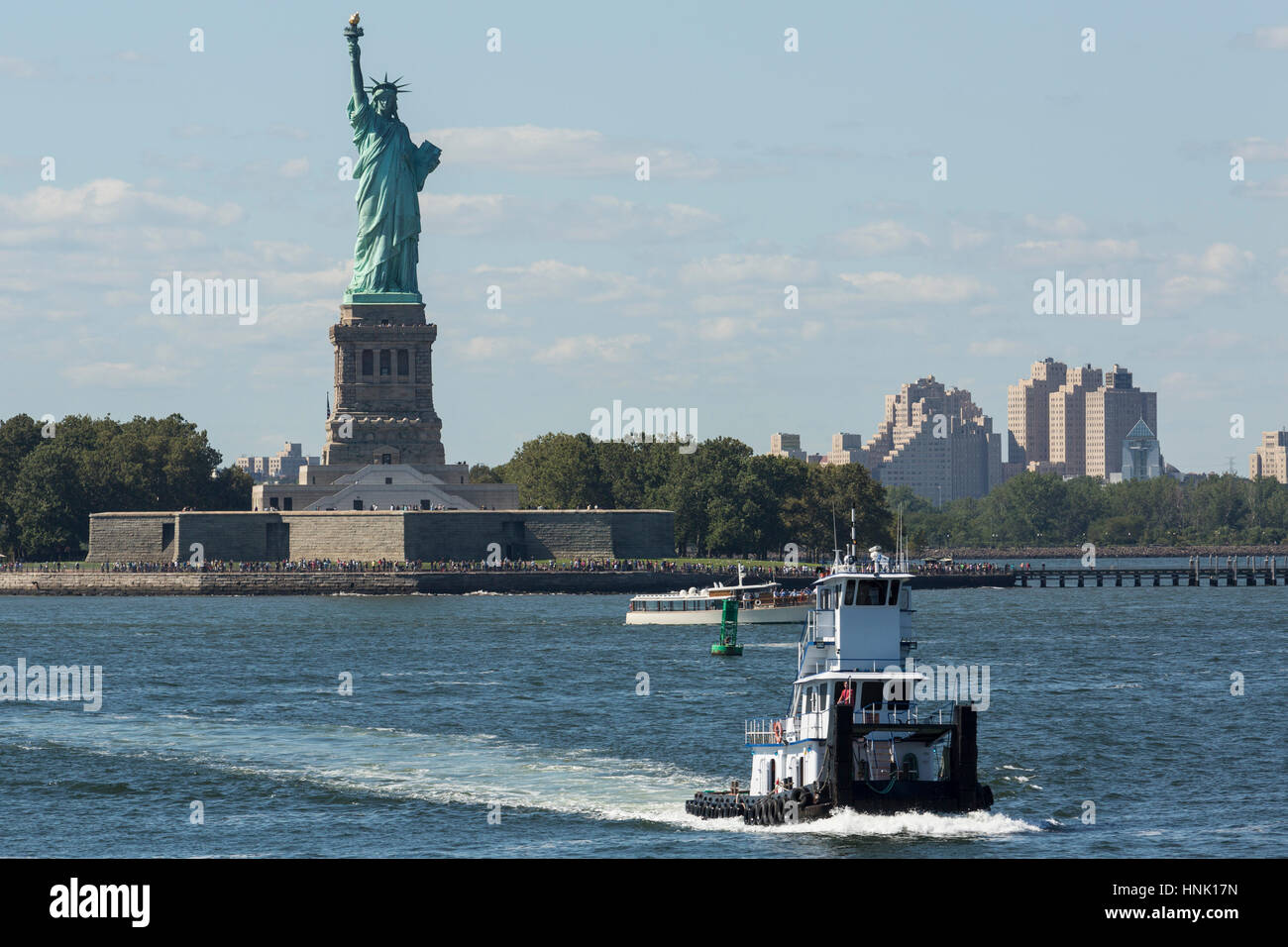 Statue of Liberty, view from the Staten Island Ferry. Aug, 2016. New York City, U.S.A. Stock Photo