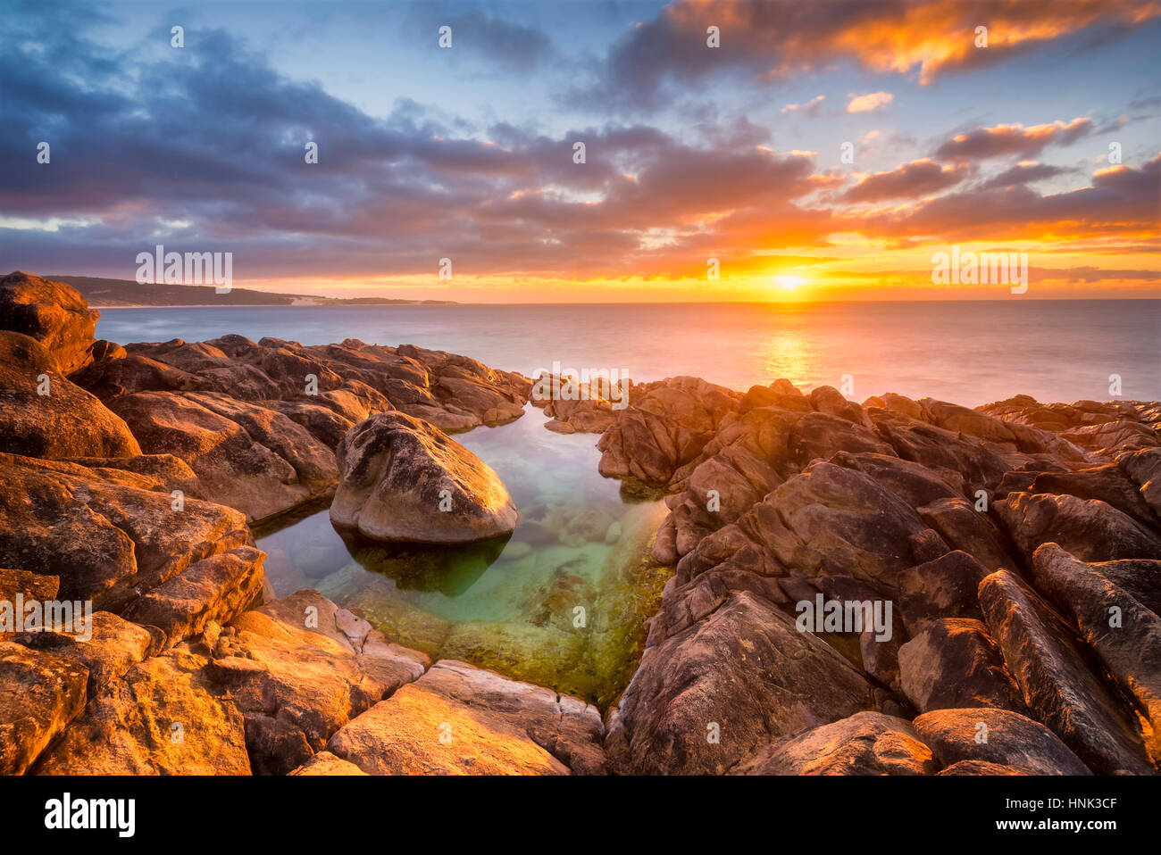 Golden Coastal Sunset In Wyadup, Western Australia Stock Photo