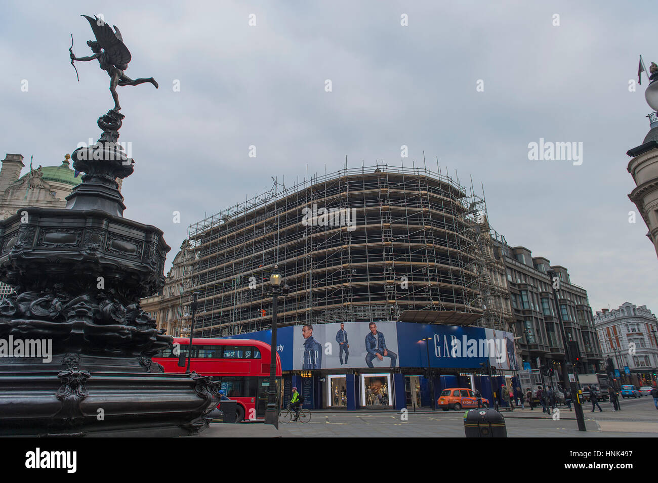Piccadilly Circus advertising boards switched off allowing a single new curved ultrahigh