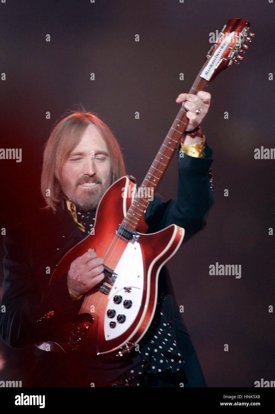 Tom Petty and the Heartbreakers perform during the half-time show at Super Bowl XXLII in Glendale, AZ on Sunday, Feb. 3, 2008. Photo by Francis Specker Stock Photo