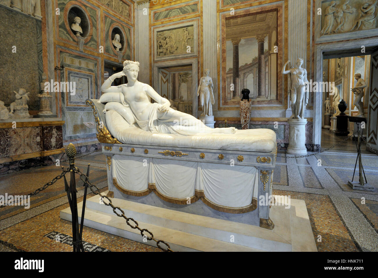 Italy, Rome, Galleria Borghese, Antonio Canova, marble statue of Paolina Borghese (1805-1808) Stock Photo