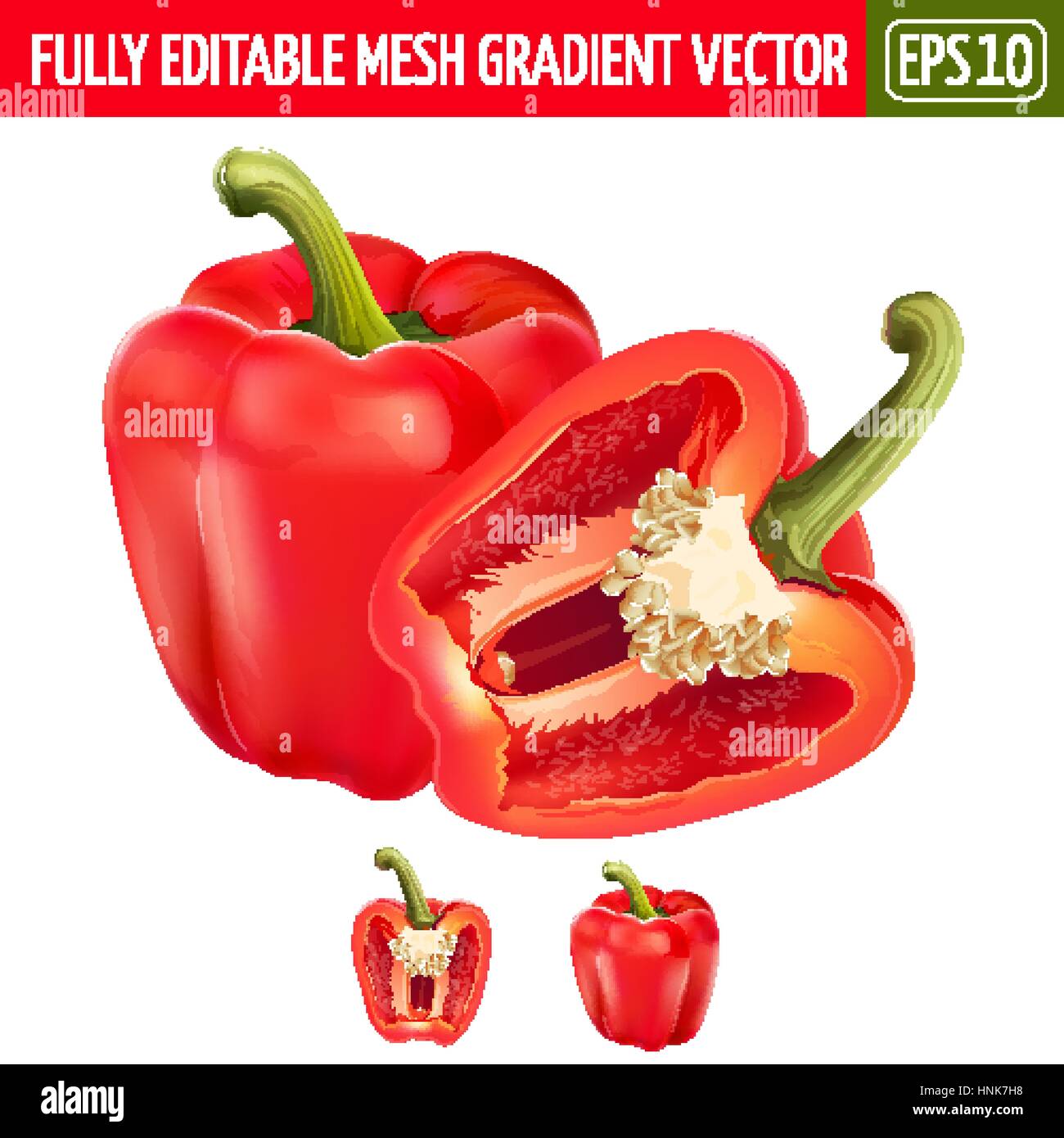 Red pepper on white background. Vector illustration Stock Vector