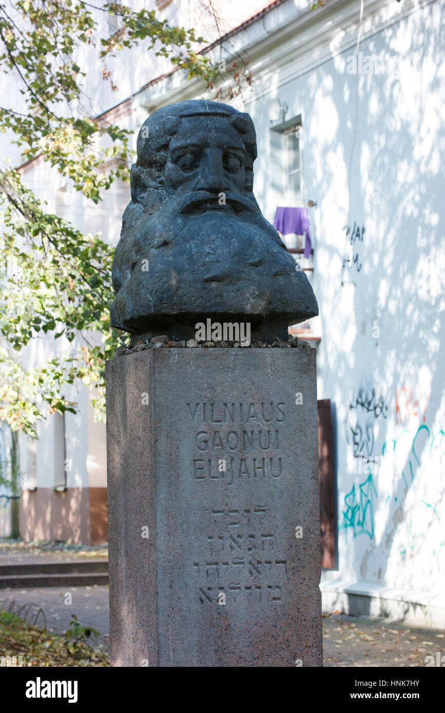 Statue commemorating Vilna Gaon. an 18th century Jewish leader. Stock Photo