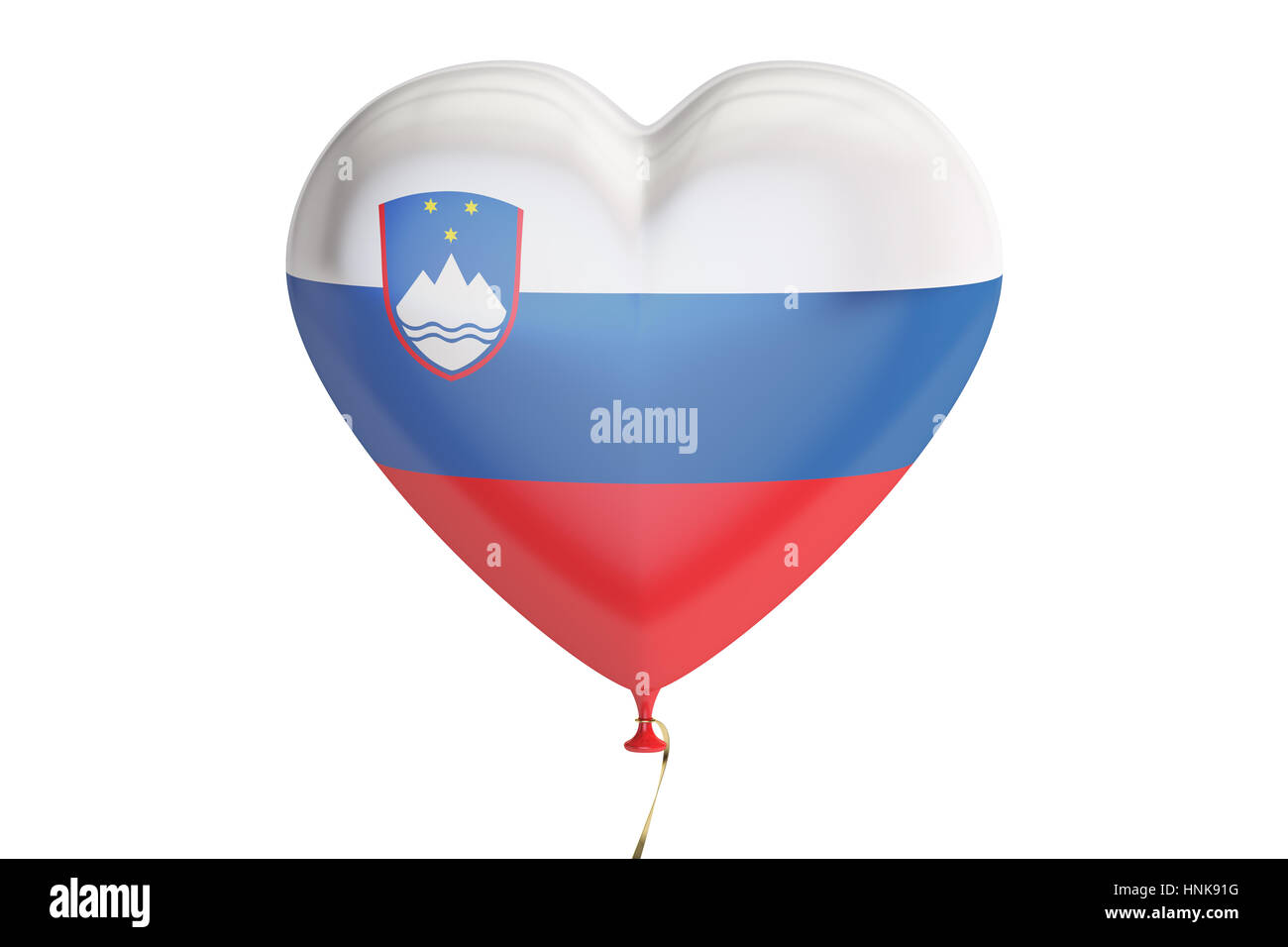 balloon with Slovenia flag in the shape of heart, 3D rendering isolated on white background Stock Photo