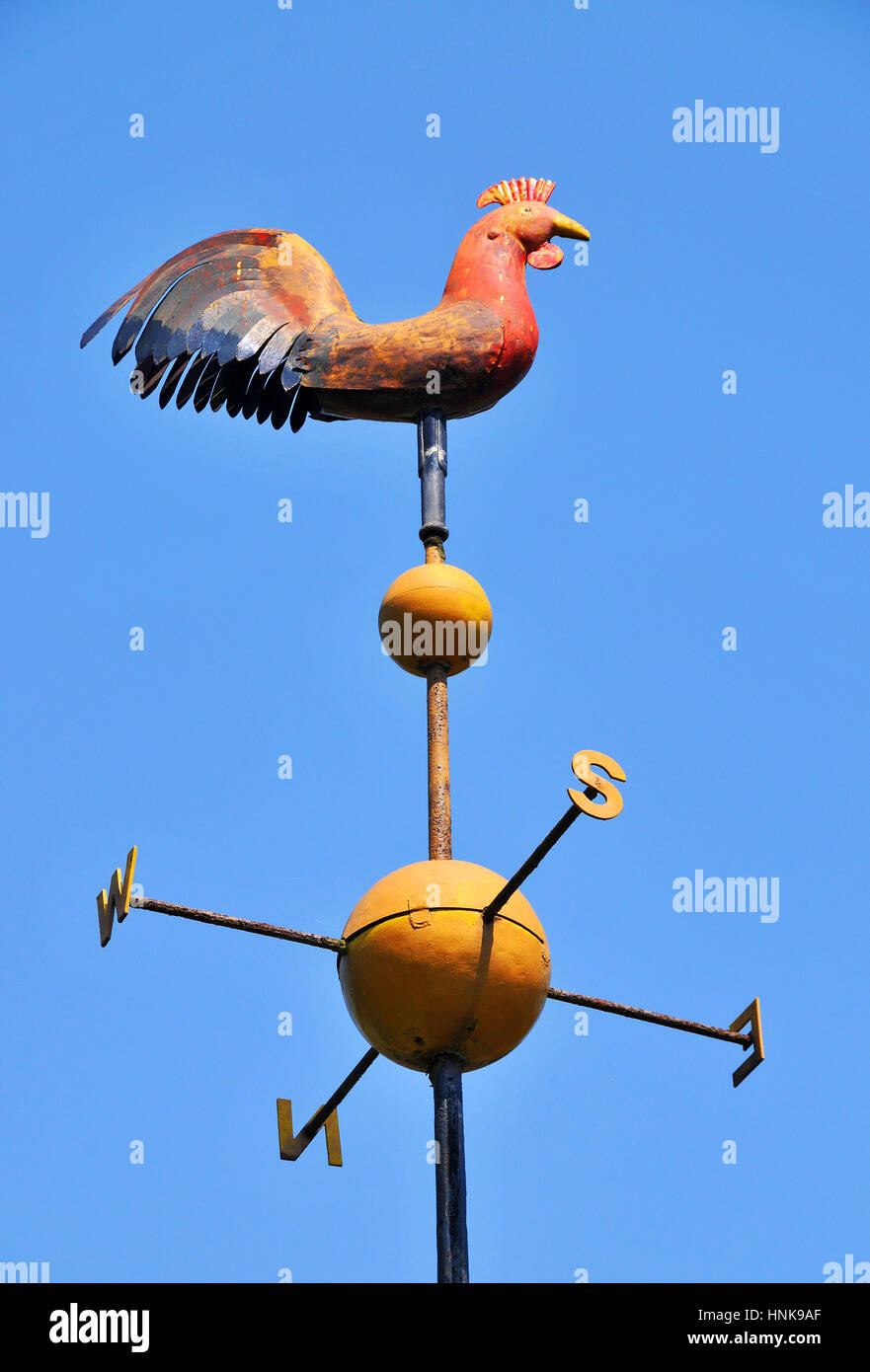 A vintage cockerel weather vane / weathervane also known as wind vane