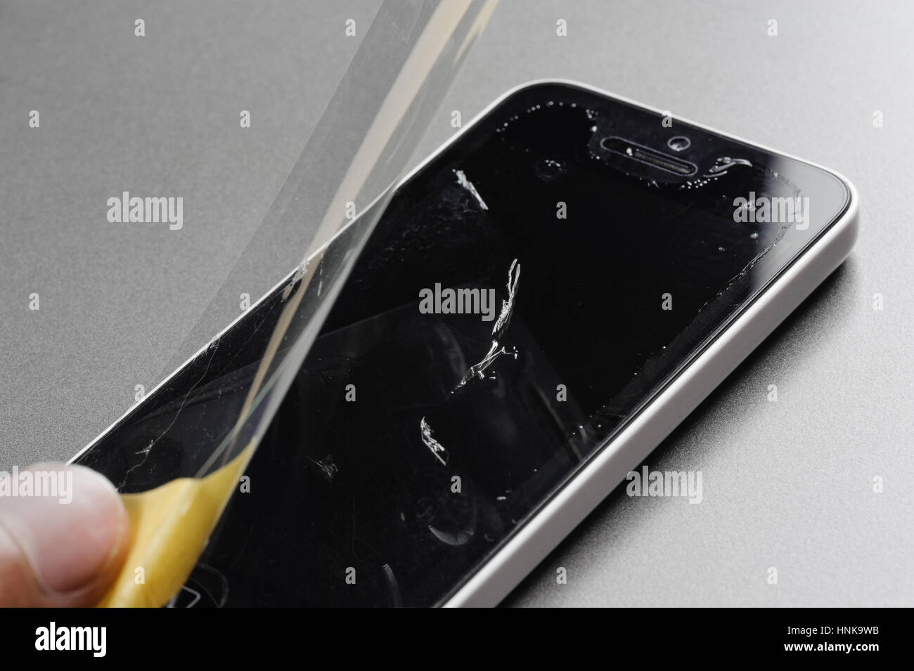 glue stains from low quality screen protector film after peel off from