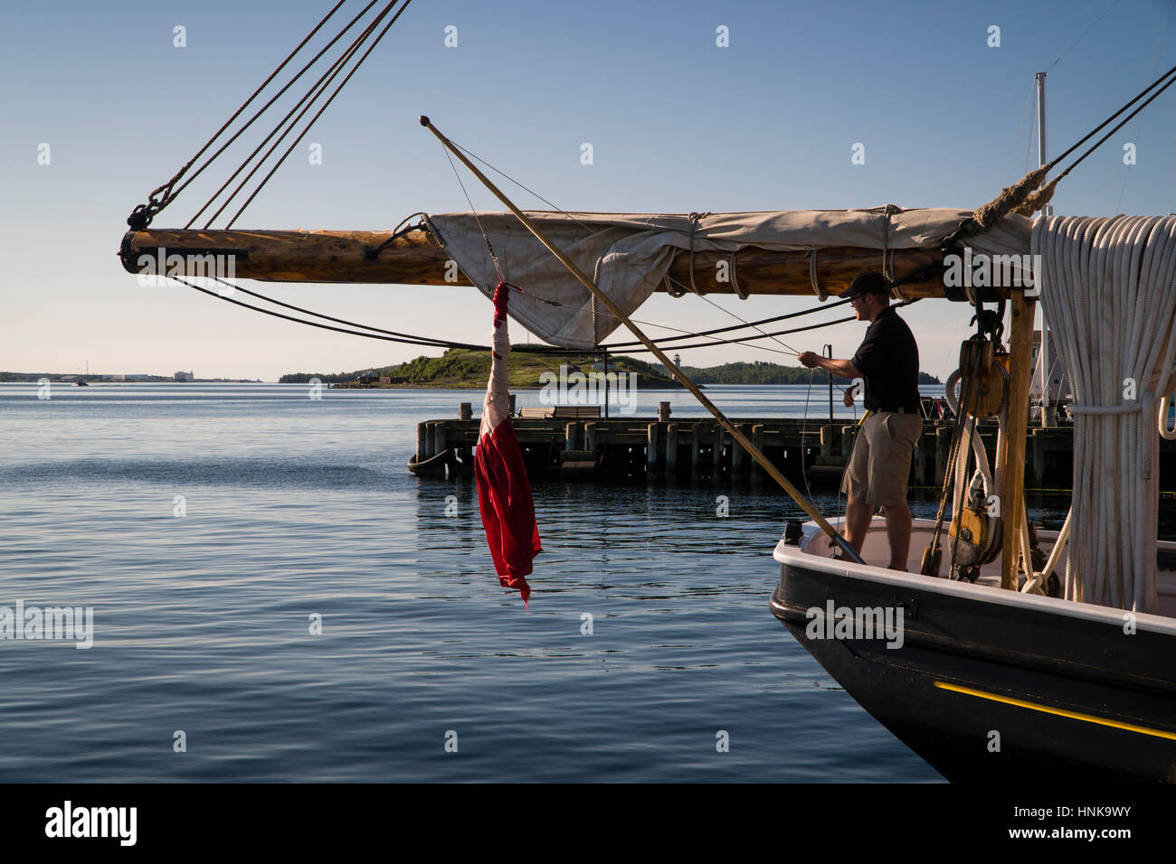 The Canadian Maple Leaf Flag Flies From The Stern Of The Schooner 