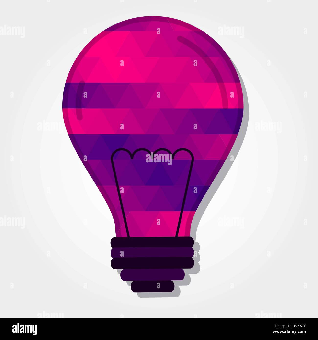 Light bulb with a colored triangles forming a gradient, purple to pink. Stock Vector