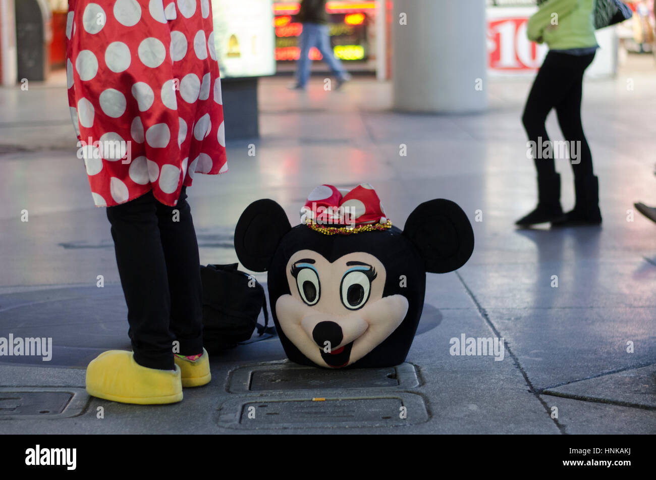 Minnie Mouse street performer in Las Vegas. Stock Photo