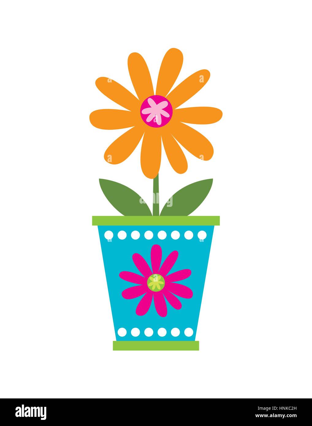 beautiful flower in a pot over white background. colorful design ...