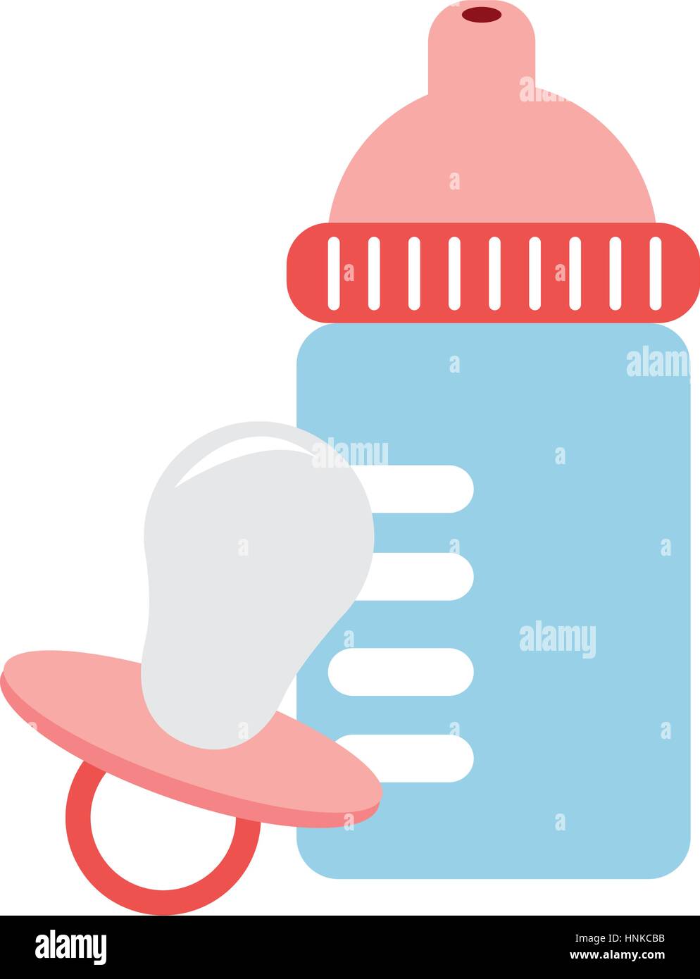 color silhouette with baby bottle and pacifier vector illustration ...