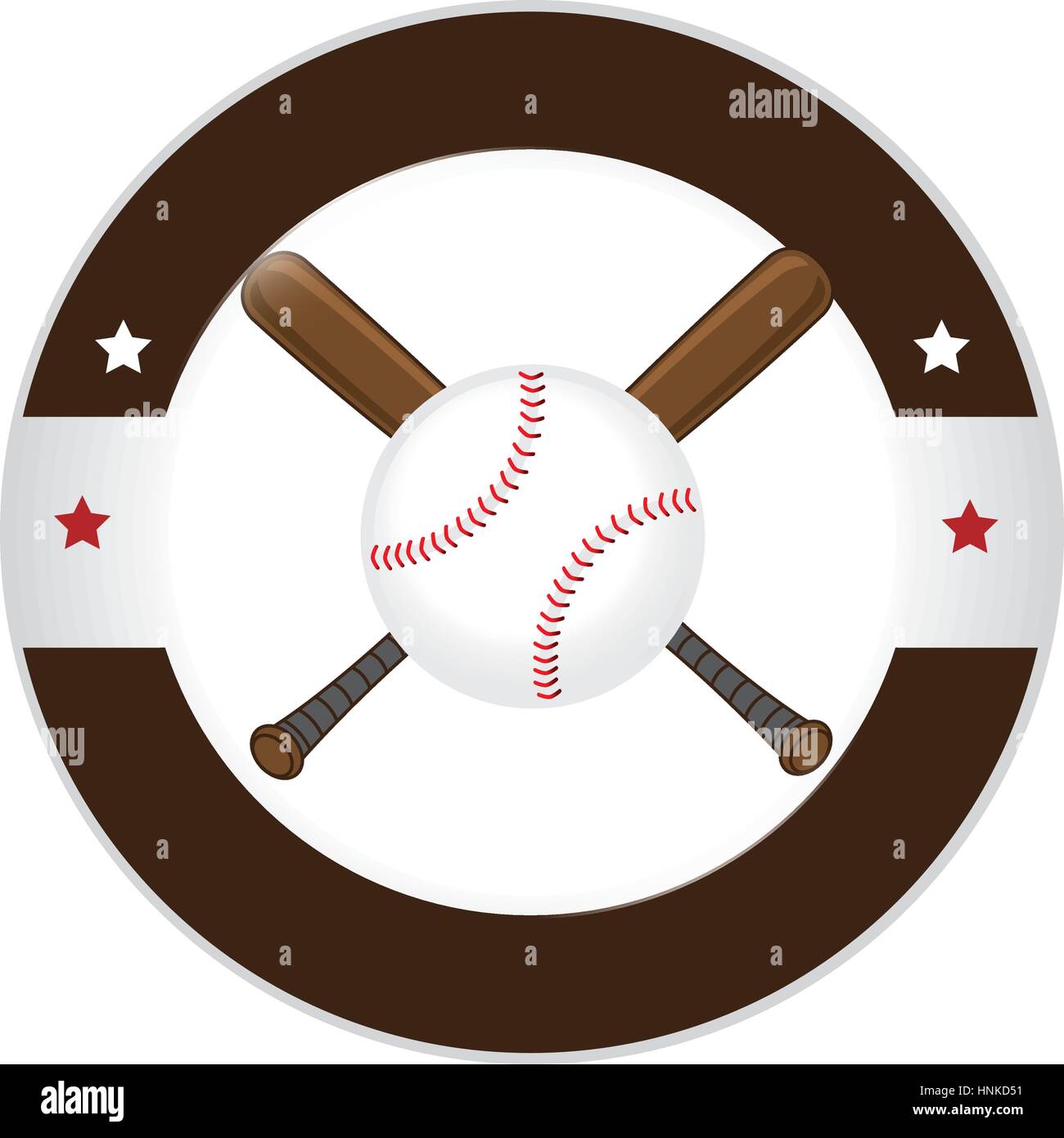 circular frame with ball and baseball bat vector illustration Stock