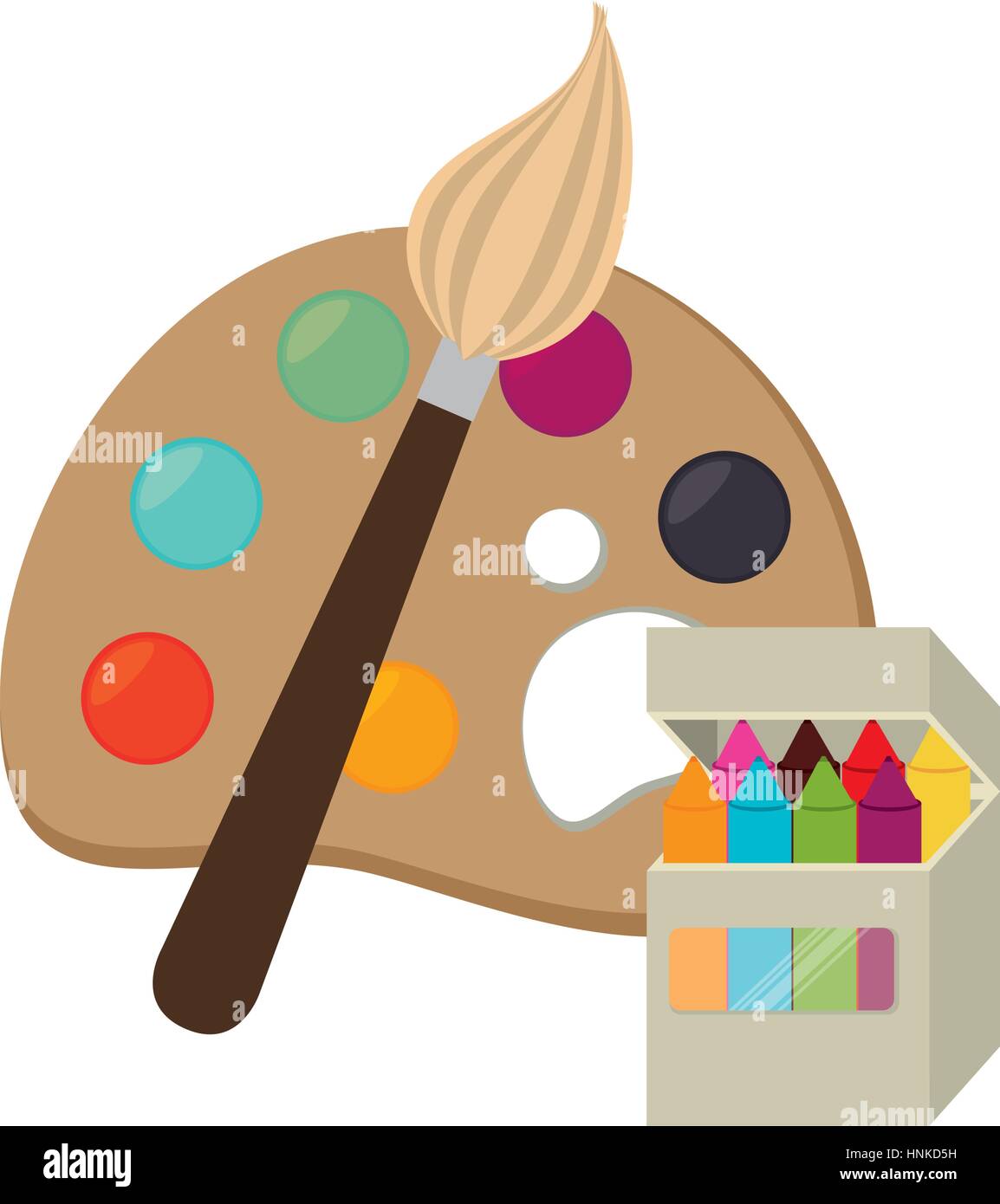 art palette with paints and brushes vector illustration Stock Vector ...