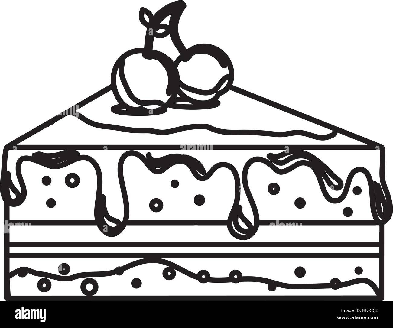 silhouette dessert with cream and cherry vector illustration Stock ...
