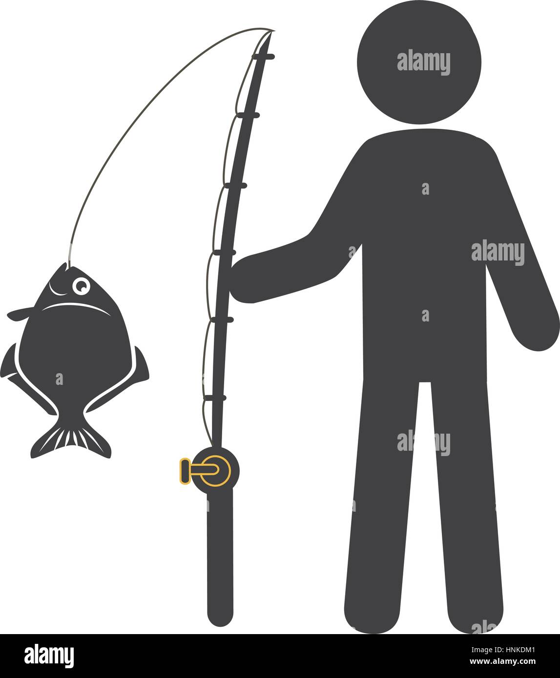 silhouette Fisherman with fishing rod vector illustration Stock